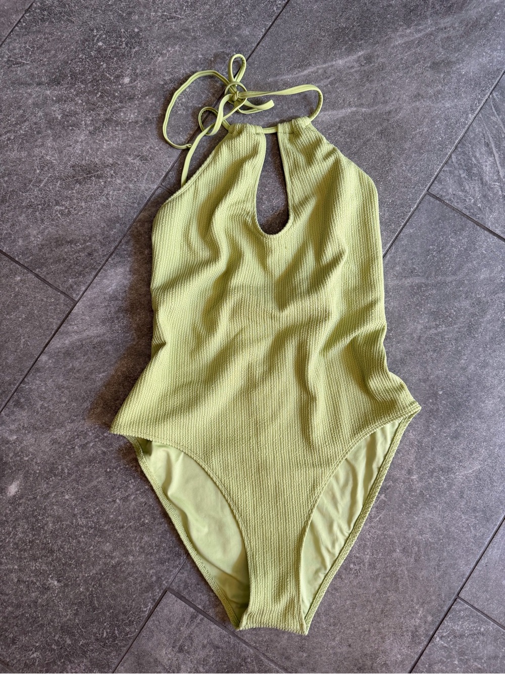 Roxy Light Green Ribbed Halter One-Piece - Picture 5 of 8
